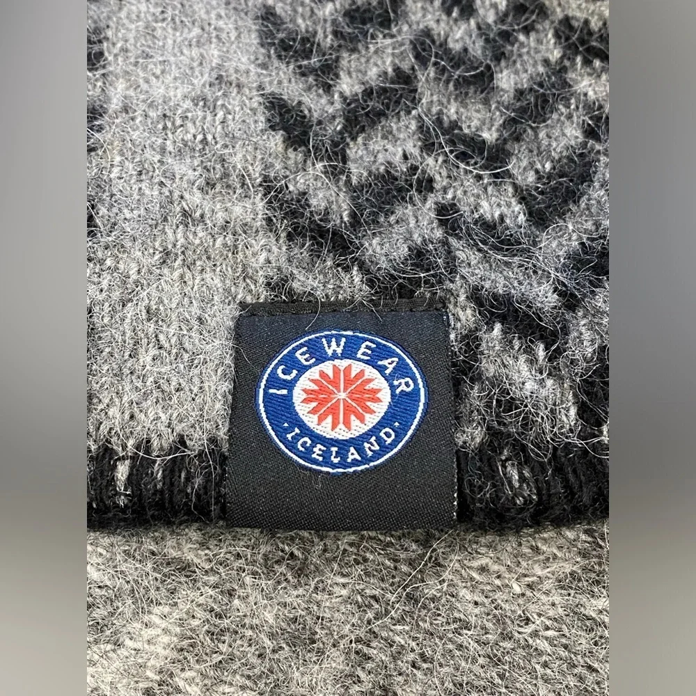 ICEWEAR 100% Icelandic Wool Nordic Black Gray Scandinavian Design Throw Blanket